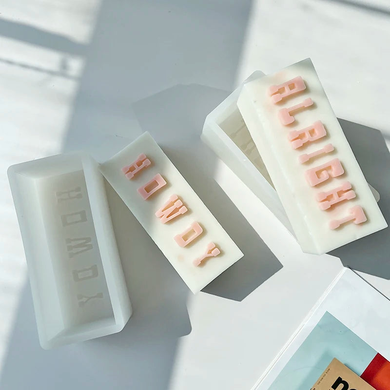 Slogan Alphabet Words Letter Pillar Candle Mold for Candle Soap Resin Casting Making DIY Aromatherapy