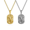 New Trendy Stainless Steel Tarot Star Necklace Waterproof Rectangle Pendant with Geometric Textured Design for Parties MSPN-0018