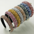 Custom Wholesale Glitter Bling Makeup Hairband Wide Thick Padded Sponge Rhinestone Headband for Girls and Women