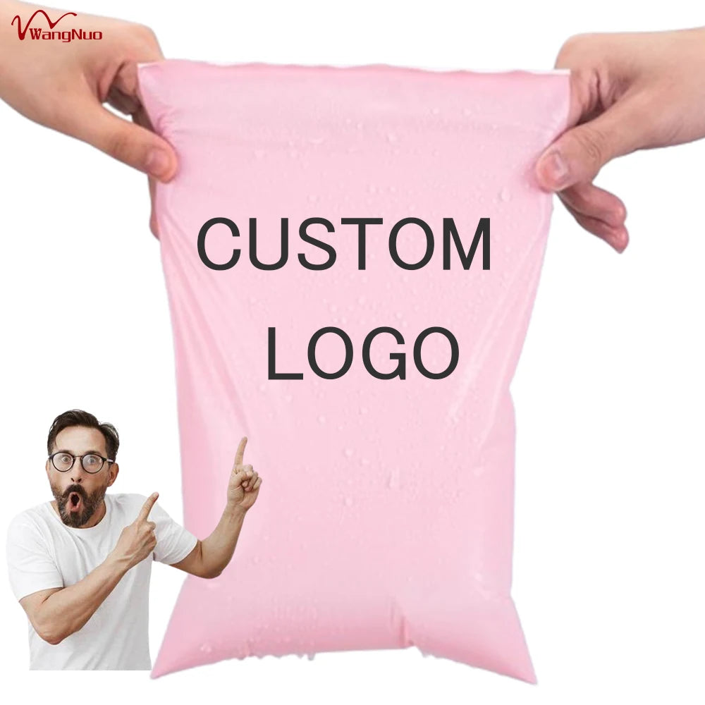 Custom logo Biodegradable Mailing Bags Cute pink Printed Poly Mailer for Clothing Packaging