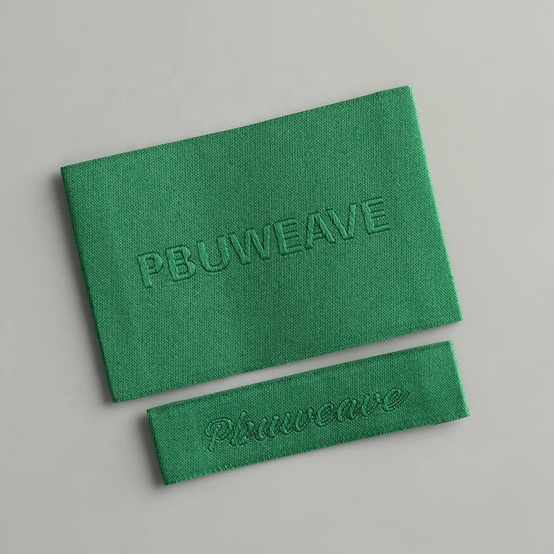 Custom Logo Clothing Tags Durable Center Fold Woven Polyester Fabric Labels