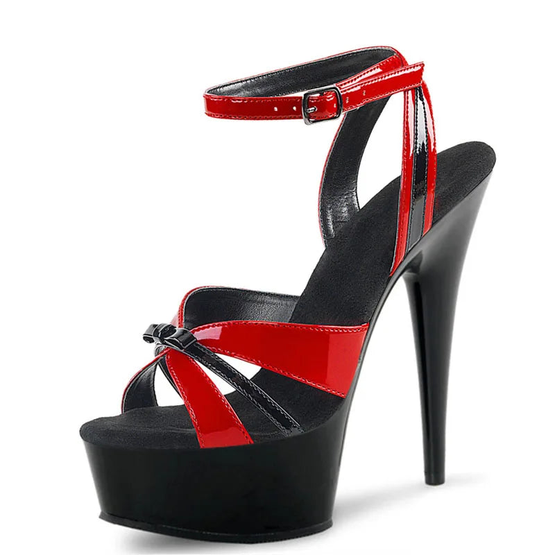15cm thin heel striptease shoes nightclub sexy platform pole dance high heels summer leaky toe large sandals