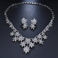 European and American Luxury Zircon Snowflake Necklace Ear Jewelry Women's Evening Dress Accessory Set