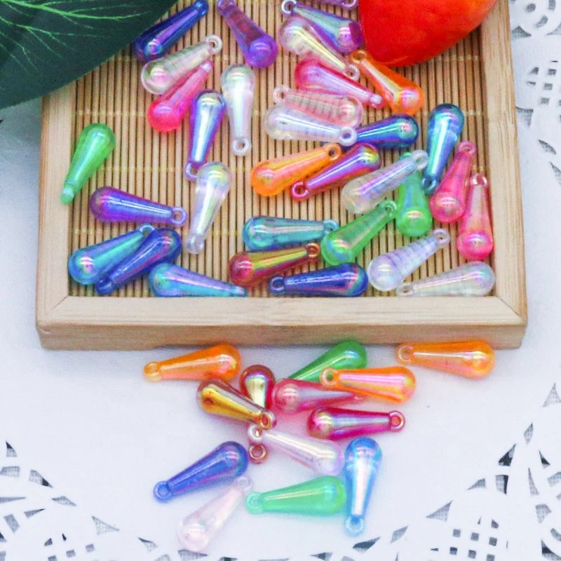 8*20mm  Acrylic Transparent AB Color Waterdrop Shape Pendants  Loose Beads for Jewelry Necklace Bracelet  Making Accessories