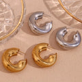 Simple Fashion Jewelry Tarnish Free 18K Gold Plated Stainless Steel Hollow Irregular Hoop Earrings Statement Earrings for Girls