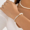 SHIXIN Unique Trendy Necklace Hip Hop Double Rhinestone Clavicle Chain Necklace Simple Geometric Square Zircon Pearl Necklace