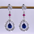Huitan Romantic Royal Blue Water Drop Hollow Dangle Earring Brilliant Gemstones Lady Elegant Pear Korean Earrings Women