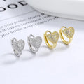 Fine Jewelry 925 Sterling Silver Heart Earrings love Heart Full Diamond Zircon Gold Plated Hoop Earrings for Women