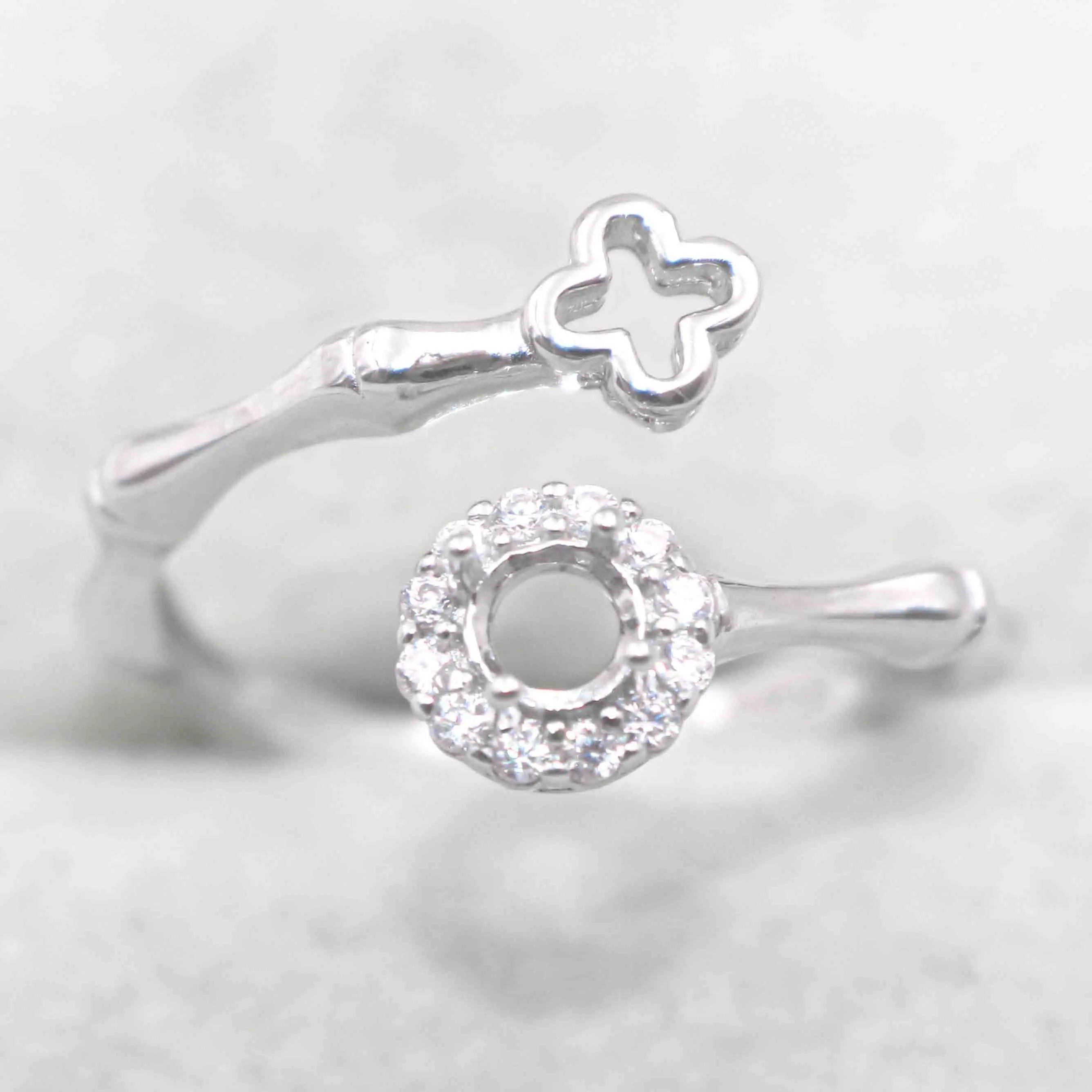 Sterling Silver 3.5mm Semi Mount Ring Empty Frame Blank Support Claw Setting S925 Base Holder Without Center Stone for DIY Inlay