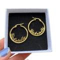 QIUHAN Dropshipping Personalized Stainless Steel Round Letter Earring for Women Curve Name Earring Hoops