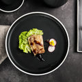 Elegant Black Porcelain Eco-Friendly Dinner Plate White Border Commercial Grade Glaze Steakhouse Hotel BBQ Restaurant Wholesale