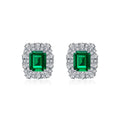 2022 Vintage 925 Sterling Silver Emerald Green Clip Earrings 9x11mm Emerald Cut Green 8A Zirconia High Carbon Diamond Earrings