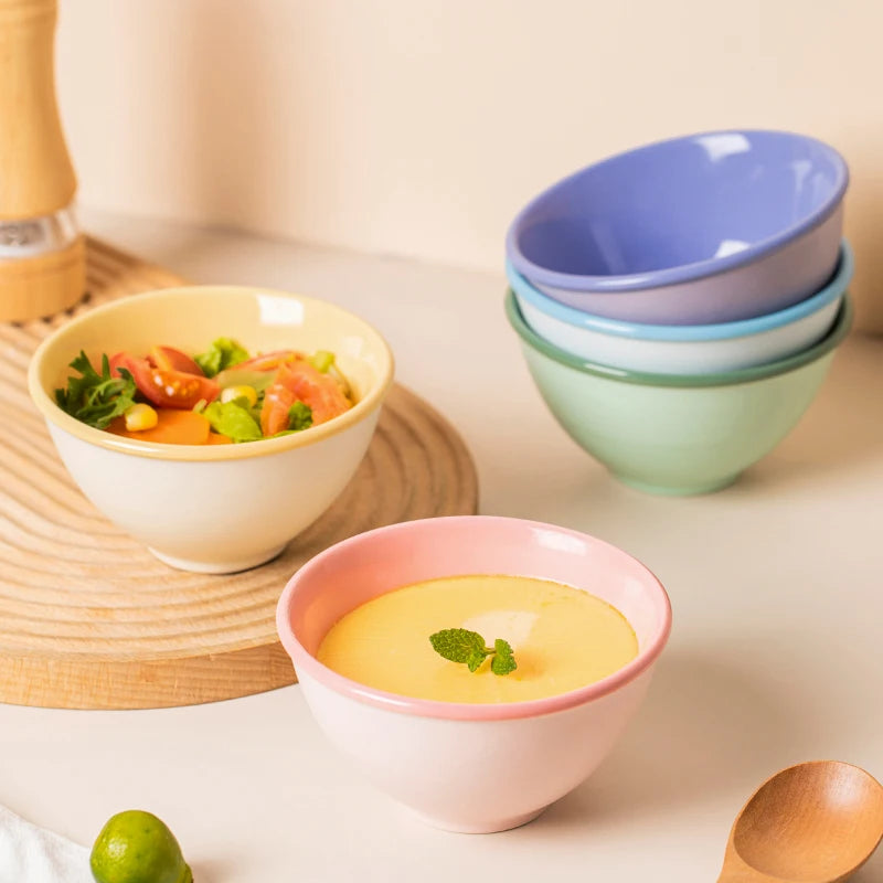 Creative Colored Small Fruit Salad Bowl Set Fancy Ceramic Colorful Serving Dinner Round Bowls for Restaurant