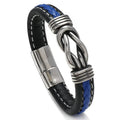 Men's Fashion Cuff Bracelet New Simple Custom Stainless Steel Leather Forever Linked Together Jewelry