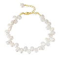 RINNTIN GPB02 Trendy 925 Silver Pearls Bracelet 14k Gold Plated Baroque Fresh Water Natural Pearl Beads Bracelets for Women