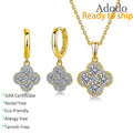 18K Gold Vermeil 925 Silver Old Money Jewelry Four-Leaf Clover Brilliant VVS Moissanite Hoop Earrings Necklace Jewelry Set