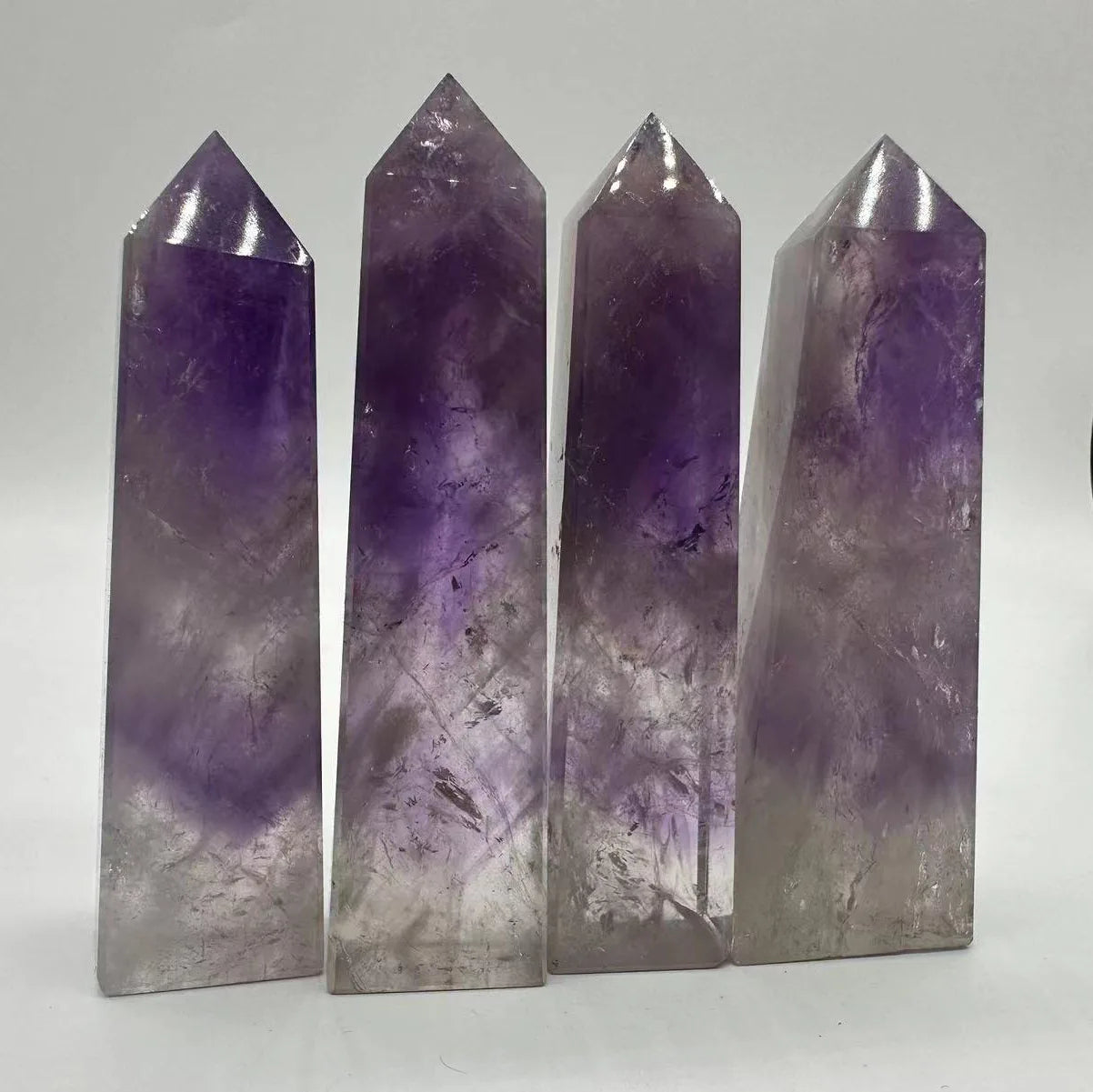 Wholesale High Quality Lucky Healing Amethyst Point Natural Quartz Crystal Gemstone Towers Carved Engraved Feng Shui for Sale