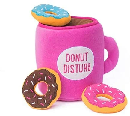 Food Buddies Burrow  Squeaky Coffee and Donuts Shape Dog Interactive Cute Puppy Hide and Seek Plush Pet Dog Toys