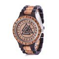 Norse Amulet Design Adjustable Band Length Japanese Movement Wooden Watch Viking Runes Valknut Viking Watch