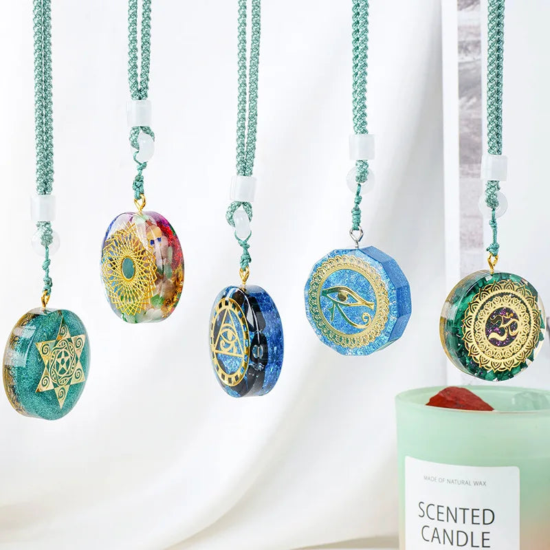 Chakra Orgonite Necklace Crystal Pendant Healing Necklace Energy Orgone Women Om Pendant Necklace for Women Men