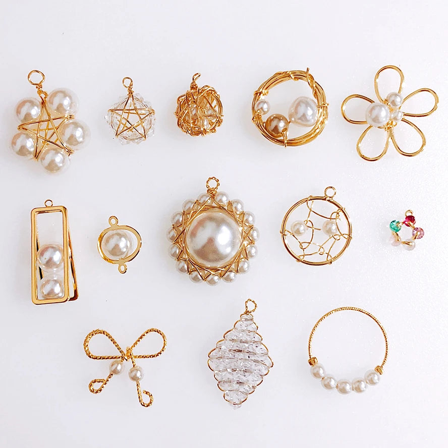 Wholesale Diy Jewelry Accessories Fashion Bow Spare Pentagram Pendant Delicate Elegant Crystal Pearl Pendant