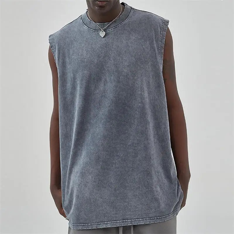 Manufacturer Heavy Weight Women Men Acid Wash Muscle Tank Top Streetwear Workout Tank Tops Sleeveless Stringer Tank Top