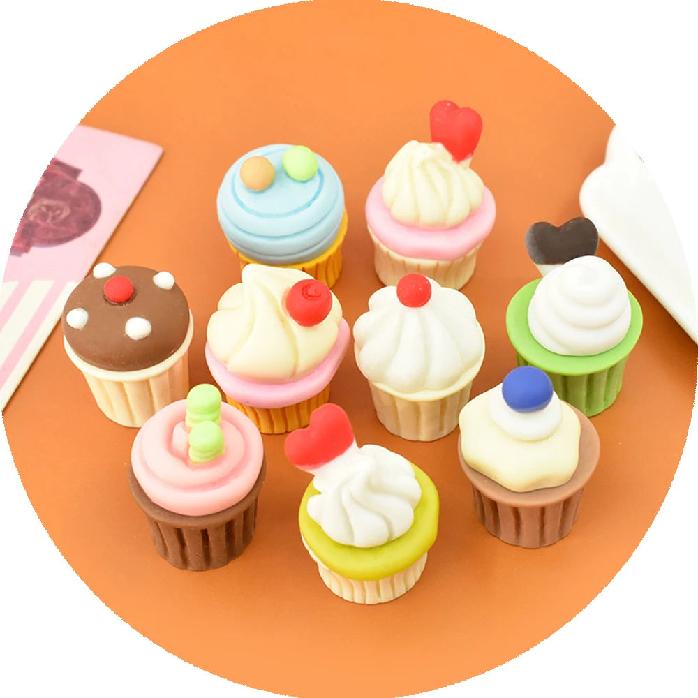 Colorful Sweet Cup Cake Resin Charms Mini Food Cabochon for Doll House Miniature Food DIY Earrings Keychains Pendants