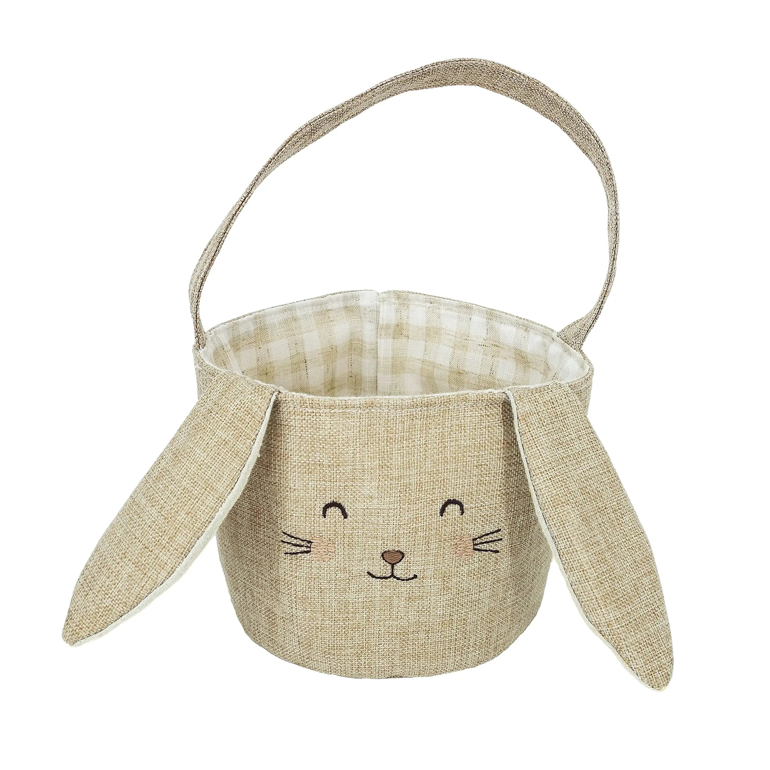 Luxury Easter Bunny Basket with Handles Kraft Paper Candy Egg Gift Toy Bag for Kids' Easter Hunts