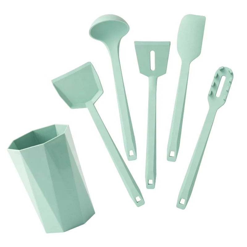 Kitchen Cooking Tools Heat Resistant Silicone Utensils Tools Set Silicone Cooking Kitchen Utensil Set 6 Pieces Cookware Set