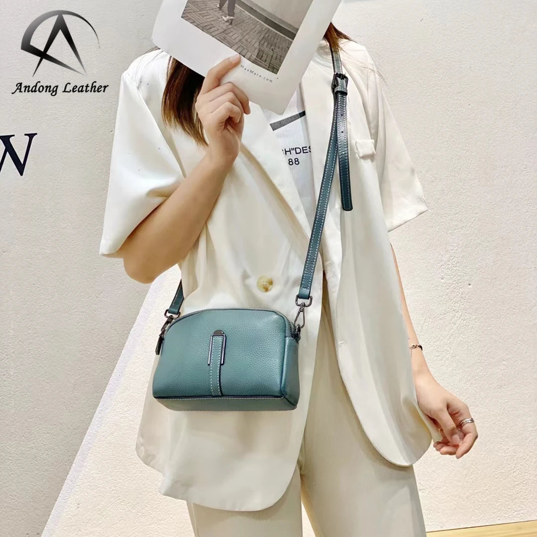 Andong Women Shoulder Bag Crossbody Bags Genuine Cow Leather Sling Phone Pocket Purse Ladies