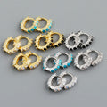 925 Silver Jewelry Opal Earrings Tiny Huggie Pave Diamond Gold Plated Zircon Color Glossy Advanced Hoop Earrings