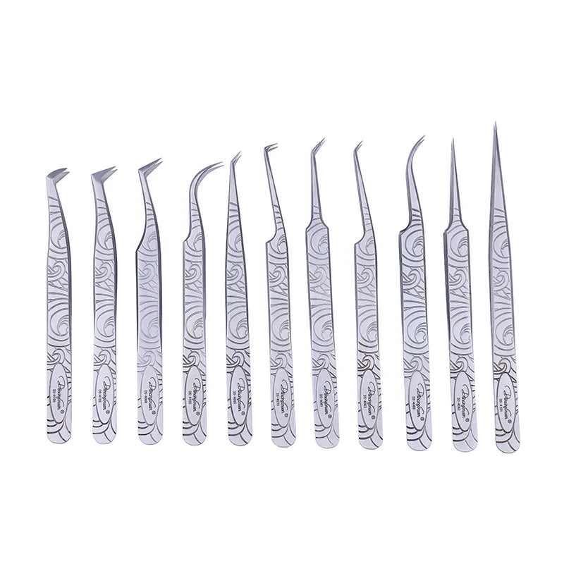 DancingSwan Stainless Steel Volume Individual Lash Tweezers Diamond Grip Eyelash Extension Tweezers Tools for Beauty