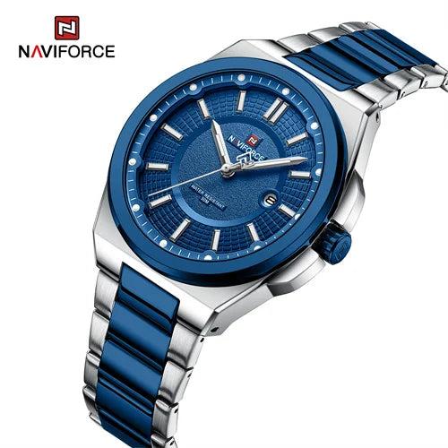 NAVIFORCE 9212 Blue Stainless Steel Band Men Luxury Business Luminous Hands Quartz Male Wrist Watches Sport Watch for Men