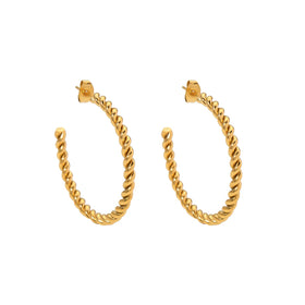 Minimalist Titanium Steel Waterproof Jewelry 18k Gold Plated Twisted Big Hoop Earrings for Women