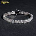 New Design Two Rows Diamond Gold Plated Bracelet Sterling Silver 925 Vvs Moissanite Hip Hop Jewelry Lab Diamond Tennis Chain