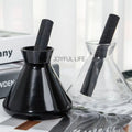 New Design Empty 7oz 220ml Flask Home Fragra Black Glass Bottle Aroma Oil Air Freshener Bottles With Reed Sticks