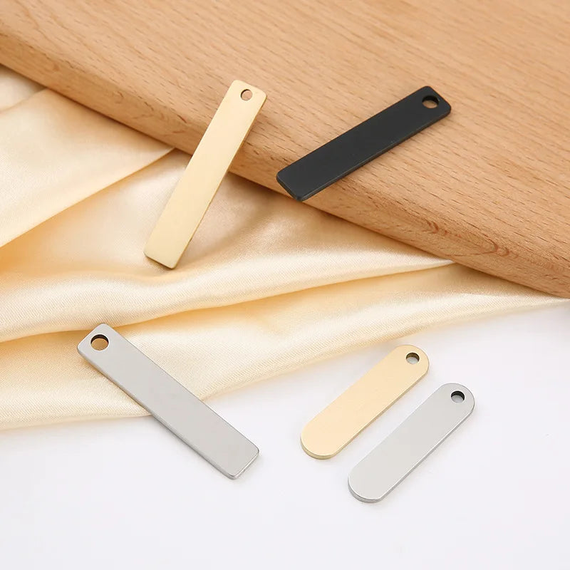 Wholesale Custom Logo Accessories Personalized Long Shape Laser Blank Brass Stainless Steel Dog Tag Engraver