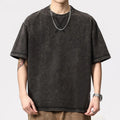 Vintage Custom Acid Wash Oversized Black Blank T-shirt Weight Heavy Tee Shirt Thick Cotton Washed T Shirts