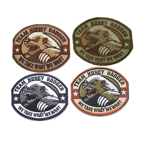 Embroidered Fearless Team Honey Badger Ratel Hook and Loop Tactical Embroidery Patches Badges Epaulette