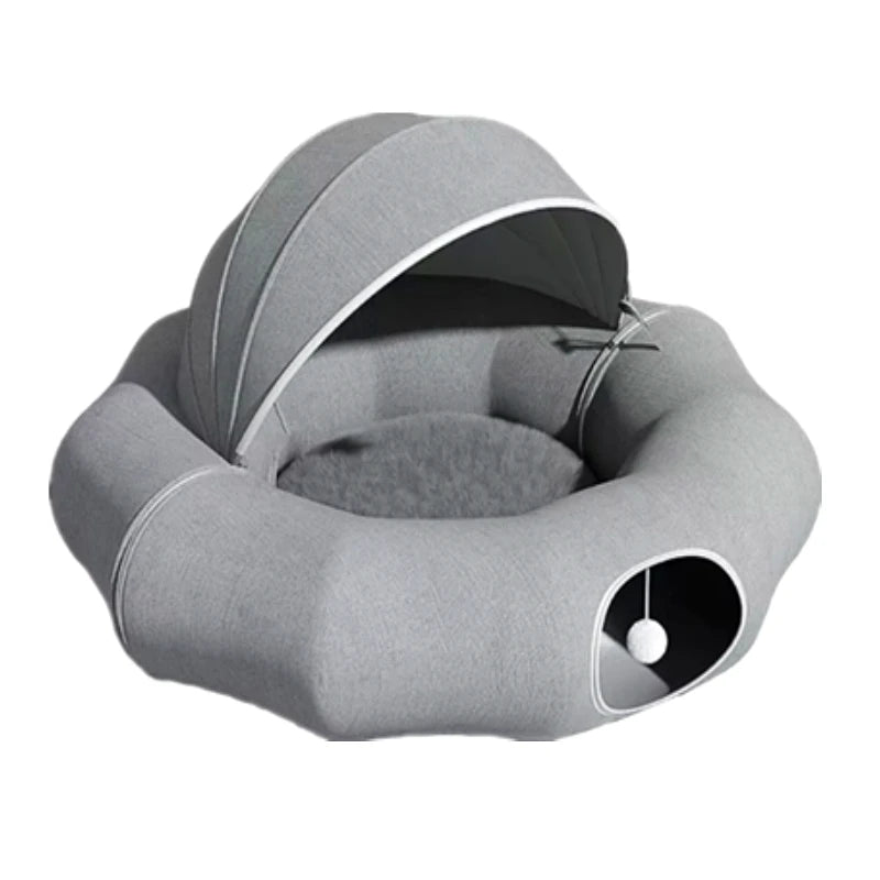 OEM Donut Nest Cat Tunnel Small Foam Wood Toy plush velvet materials Crawling Maze Drilling Sleeping Avoiding House for Cats