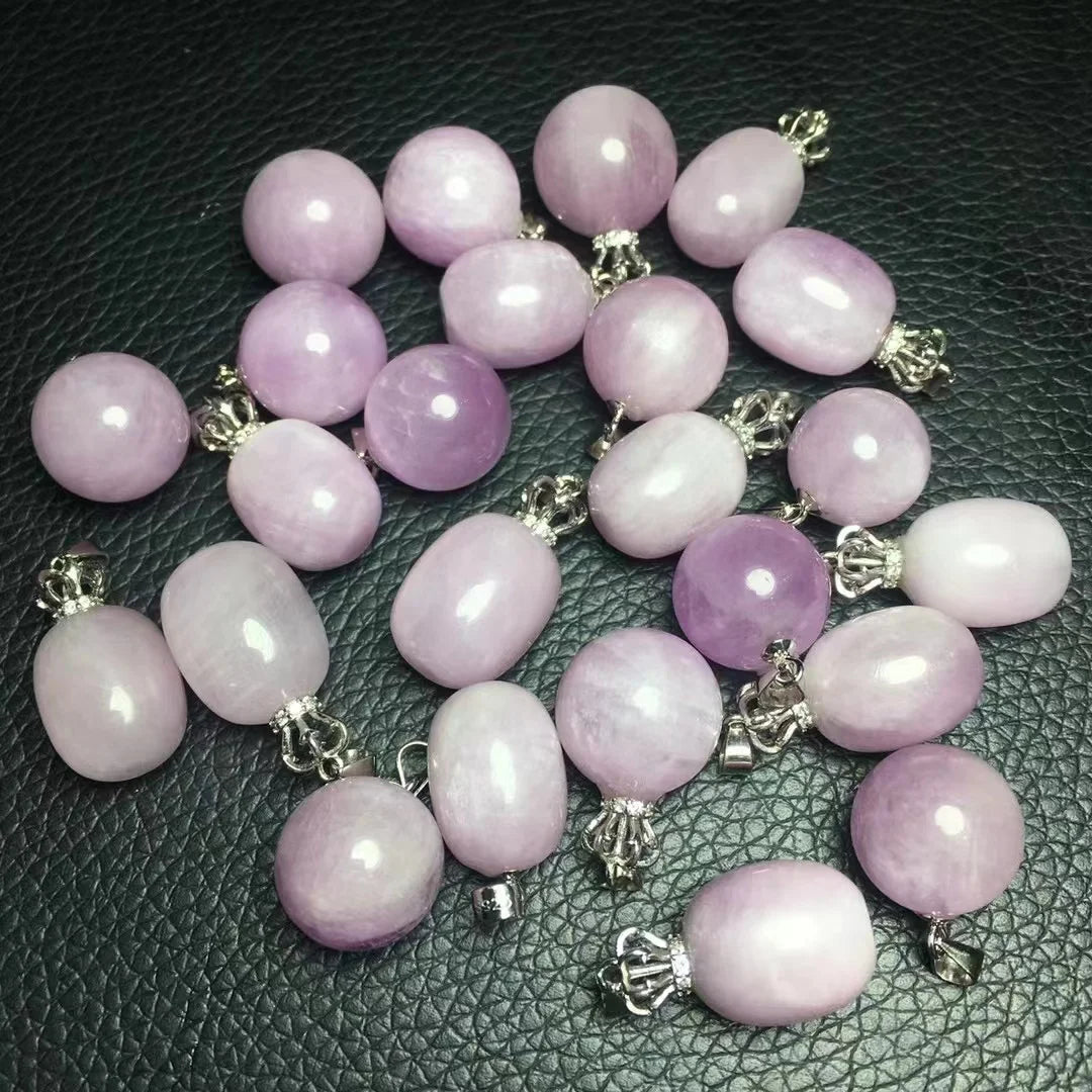 Hand Made 925 Sterling Silver Fine Jewelry Crystal Healing Stone Natural Kunzite Charm Pendant