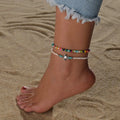 Hot Sale Fashion Anklet Beach Colored Rice Beads Turtle Woven Anklet 2-piece Set for Women