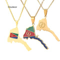 Vintage New African Map Necklace Stainless Steel Hip Hop Geometric Chain Enamel Pendant Necklace Africa Eritrea Map Necklace