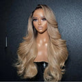Highlight Ash Blonde Vietnamese Hair Ombre #1b 13*4 HD Full Lace Frontal Human Hair Glueless 9*6 Lace Closure Wig M Hairline