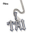 Luxury Men Women Hip Hop Jewelry Necklace Custom Name Pendant Iced Out Blue Zircon Letter Necklace