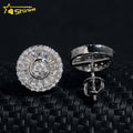 Round Shape Hip Hop 925 Sterling Silver Iced Out VVS Baguette Diamond Moissanite Earring