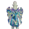Club Dance Jacket Designer See Puff Sleeve PVC Stretch Spandex Women Coats Festival Outfit Carnival Party Performance Wear