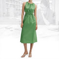 Clothing Factory Wholesale Custom Women Summer Elegant Slit With Elastic Waist Rounded Neck Sleeveless Fashion Casual Long Dress
