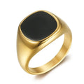 Simple Fashion Stainless Steel Smooth Ring With Gold-Dipped Glue Drops Classic Unisex Style for Men Women for Gifts Parties