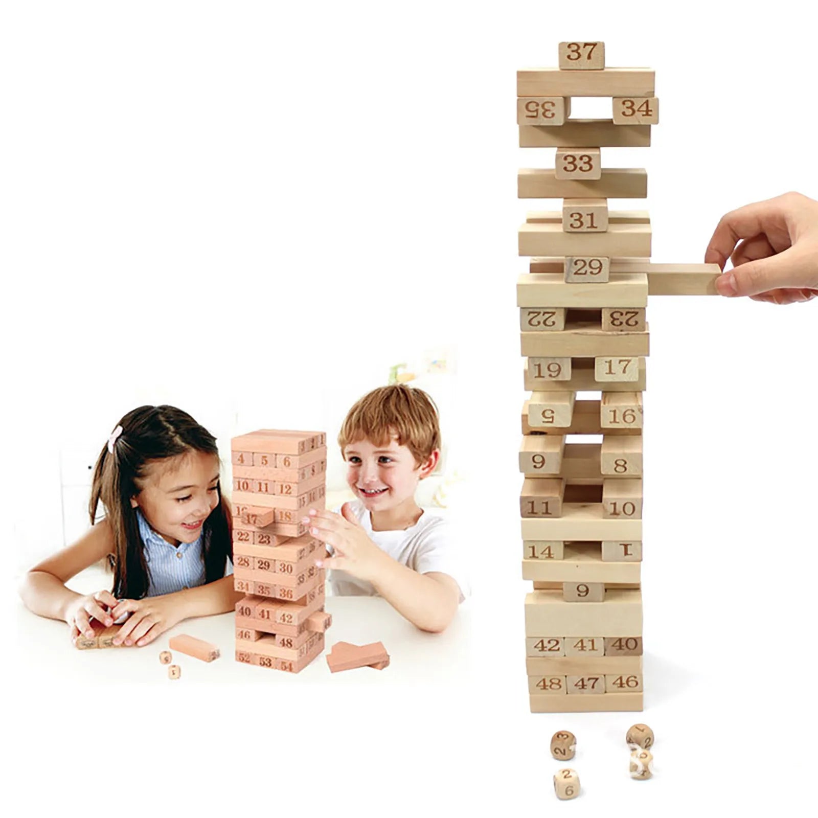 Uaincube Wooden Early Learning Logging Digital Layer Stacking Small Building Blocks Stacking High Creative Tabletop Game